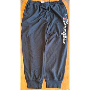 Champion Sweatpants Men’s 2XL Black Fleece Athletic Casual Drawstring Pockets